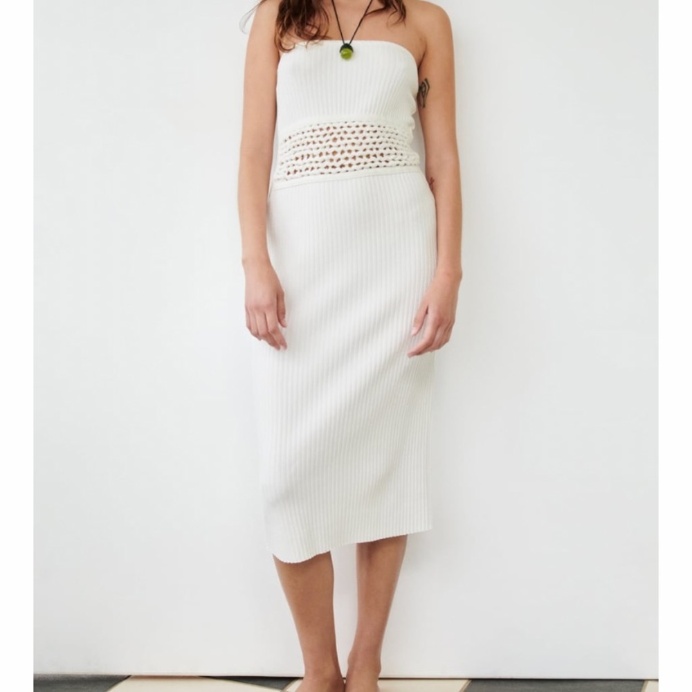 Cream cream bodycon with open design on front